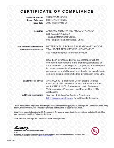 Китай Zhejiang Hengrui Technology Co., Ltd. Сертификаты